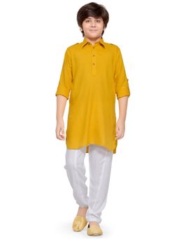 Jeetethnics - Boys Yellow Pathani Kurta Pyjama (Set of 2)