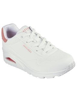 SKECHERS - Womens UNO - POP BACK White & Coral Casual Sneakers