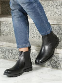 Teakwood - Men Classic Black Leather Chelsea Boots