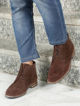 Teakwood - Men Brown Suede Leather Lace-Up Chukka Boots