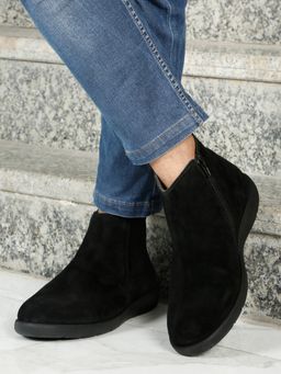 Teakwood - Men Black Suede Leather Casual Boots