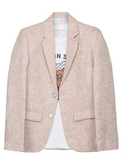 CHARCHIT - Boys Beige Full Sleeves Textured Blazer with T-Shirt