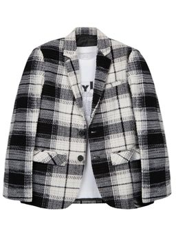 CHARCHIT - Boys Black Full Sleeves Checks Blazer with T-Shirt