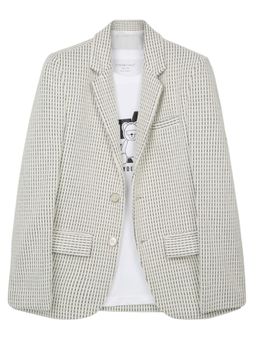 CHARCHIT - Boys Cream Full Sleeves Printed Blazer with T-Shirt