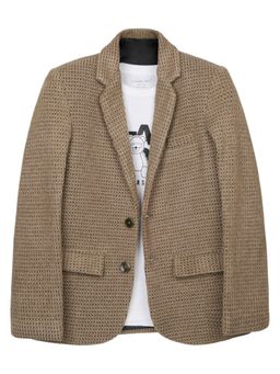 CHARCHIT - Boys Khaki Full Sleeves Geometric Blazer with T-Shirt
