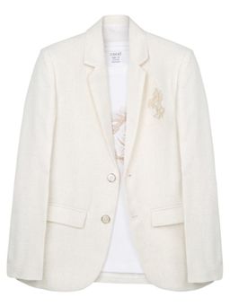 CAVIO - Boys Cream Full Sleeves Embellished Blazer with T-Shirt
