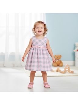 Many Frocks - Pink Sleeveless Heart Printed Knee Length Dress