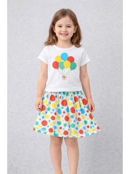 ZIP ZAP ZOOP - Girls Cute Multi-Color Balloon Graphic Print White T-Shirt