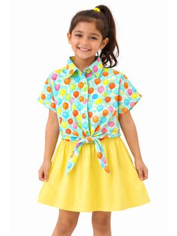 ZIP ZAP ZOOP - Girls Light Blue Smart Multi-Color Balloon Print Tie-Up Top