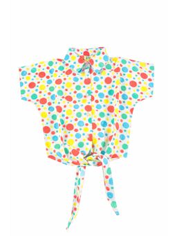 ZIP ZAP ZOOP - Girls Multi-Color Big Polka Dot Tie-Up Top