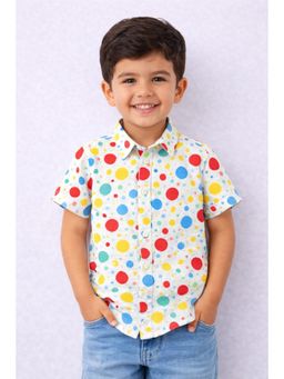 ZIP ZAP ZOOP - Boys Multi-Color Big Dot Printed Cotton Shirt