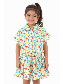 ZIP ZAP ZOOP - Girls Multi-Color Big Dot Printed Cotton Tie-Up Top with Skirt