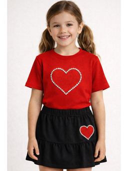 ZIP ZAP ZOOP - Girls Red Heart Top with Black Skirt