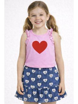 ZIP ZAP ZOOP - Premium Light Denim Love Heart Print Skirt