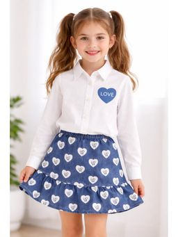 ZIP ZAP ZOOP - Heart & LOVE Print Premium White Cotton Shirt