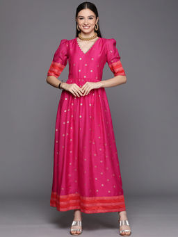 Ahalyaa - Pink Printed A-Line Dress