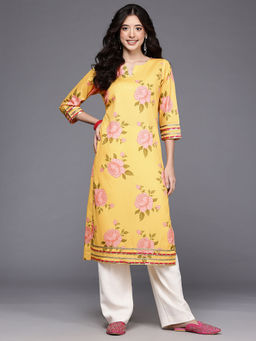 Ahalyaa - Yellow Floral Regular Kurta