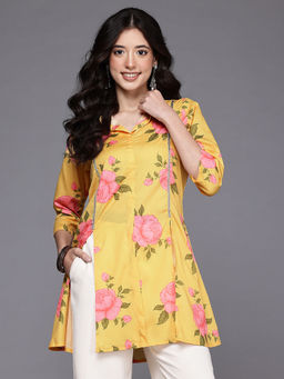 Ahalyaa - Yellow Floral Regular Tunic