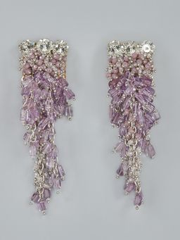 House of D'oro - Mensina Purple Bead & Stone Dangling Earrings