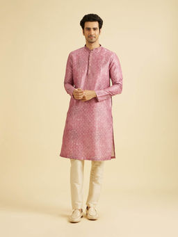 Manyavar - Rani Pink Art Silk Kurta with Pyjama (Set of 2)