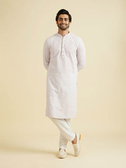 Manyavar - Pink Cotton Kurta with Pyjama (Set of 2)