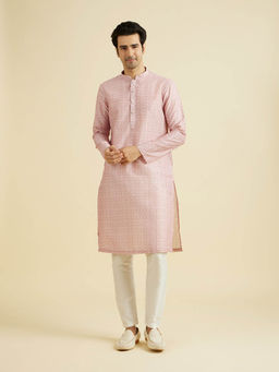 Manyavar - Dusty Pink Blended Viscose Kurta with Pyjama (Set of 2)