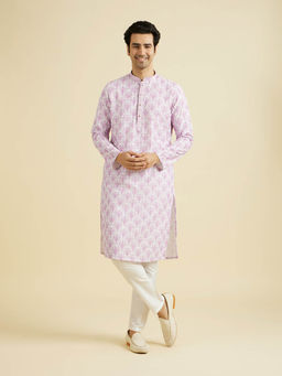 Manyavar - Lilac Purple Art Silk Kurta with Pyjama (Set of 2)