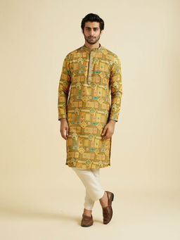 Manyavar - Mehndi Green Art Silk Kurta with Pyjama (Set of 2)