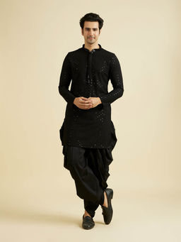 Manyavar - Black Viscose Kurta with Patiala (Set of 2)