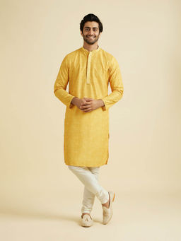 Manyavar - Mustard Art Silk Kurta with Churidar (Set of 2)