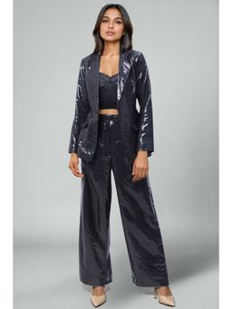 EMBLAZE - Black Sequins Pant with Corset Top and Blazer