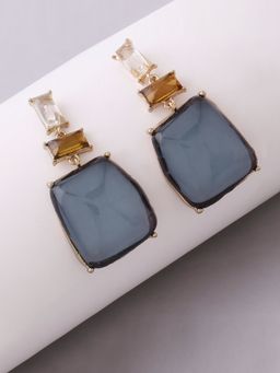 Lilly & Sparkle - Blue Gold-Toned Contemporary Drop Earrings