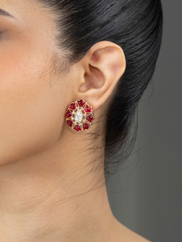 Joules By Radhika - Aayana Stud Earrings - Red