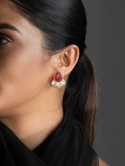 Joules By Radhika - Neyara Stud Earrings - Red