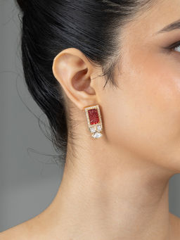 Joules By Radhika - Taveli Stud Earrings - Red