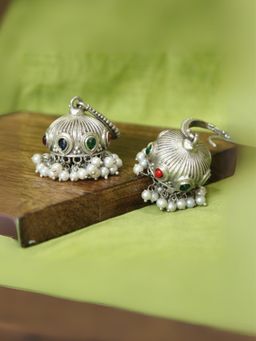 Spring Soul - Colorful Stone Pearls Jhumka Earrings