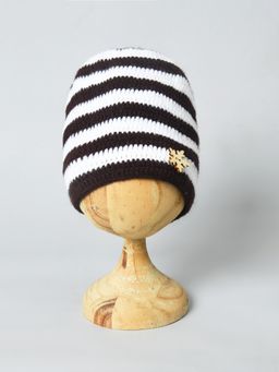 FUNKRAFTS - Kids Handmade Knitted Woolen Beanie Cap - Black & White