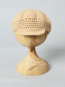 FUNKRAFTS - Kids Handmade Knitted Woolen Golf Cap - Beige