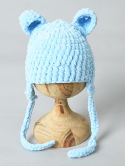 FUNKRAFTS - Kids Handmade Knitted Woolen Beanie Cap - Blue