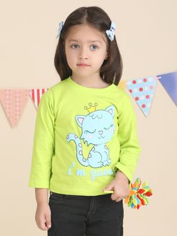 Polka Tots - Kids Cotton Full Sleeve T-Shirt - Green