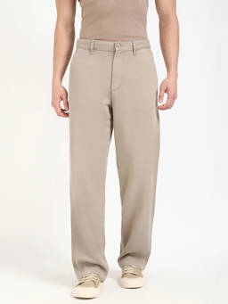 Calvin Klein - Beige Cotton Straight Fit Mid Rise Jeans