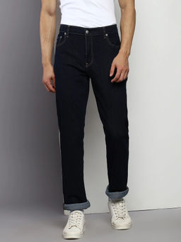 Calvin Klein - Navy Blue Cotton Regular Fit Mid Rise Jeans