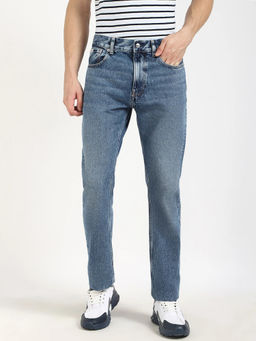 Calvin Klein - Blue Mid Wash Straight Fit Mid Rise Jeans