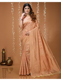 SATRANI - Cream Weaving Silk Saree with Unstitched Blouse