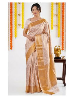 SATRANI - Off-White Weaving Silk Saree With Unstitched Blouse
