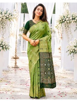 SATRANI - Pista Green Weaving Silk Saree With Unstitched Blouse