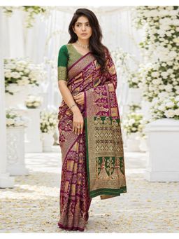 SATRANI - Purple Women's Weaving Silk Saree With Unstitched Blouse