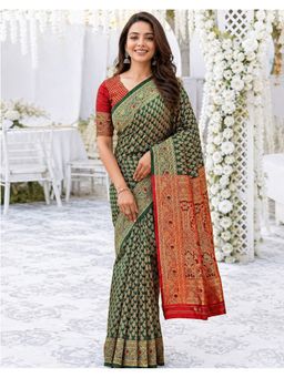 SATRANI - Green Weaving Silk women Saree With Unstitched Blouse