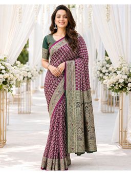 SATRANI - Weaving Silk Purple Saree With Unstitched Blouse