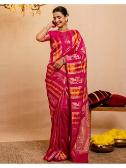 SATRANI - Pink Weaving Silk Saree With Unstitched Blouse